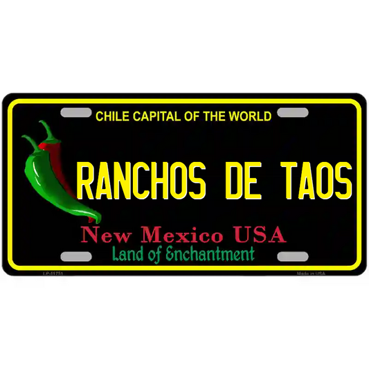 Ranchos de Taos New Mexico Black Metal Sign