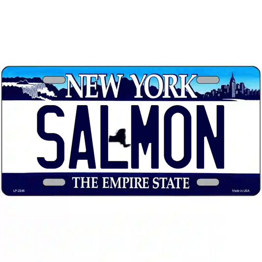Salmon New York Blue Metal Sign