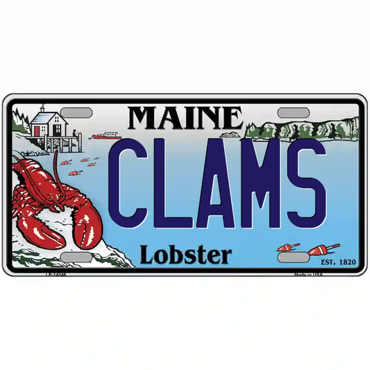 Clams Maine Lobster Metal Sign