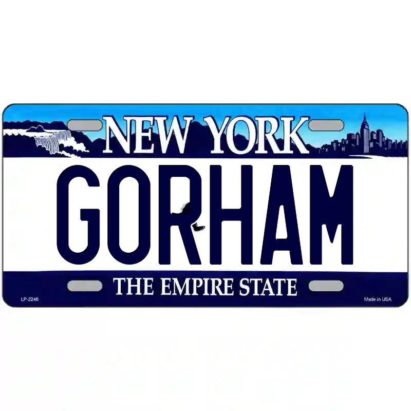 Gorham New York Blue Metal Sign