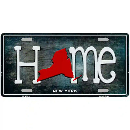 New York Home State Outline Metal Sign