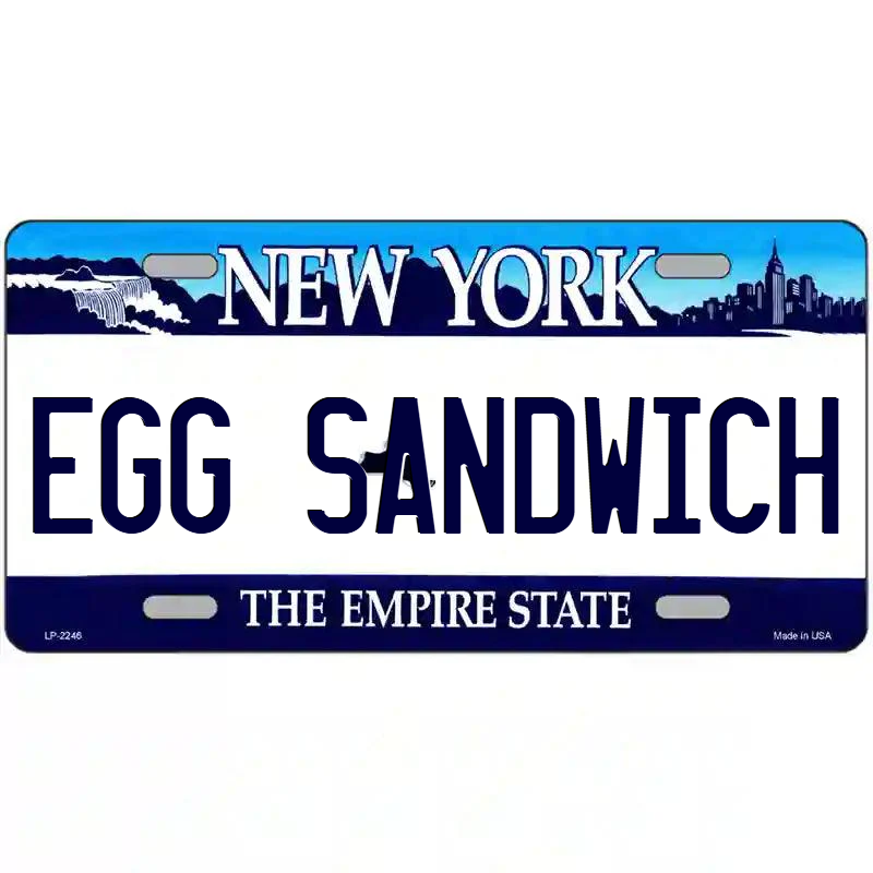 Egg Sandwich New York Blue Metal Sign