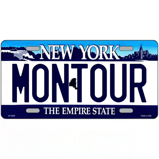 Montour New York Blue Metal Sign