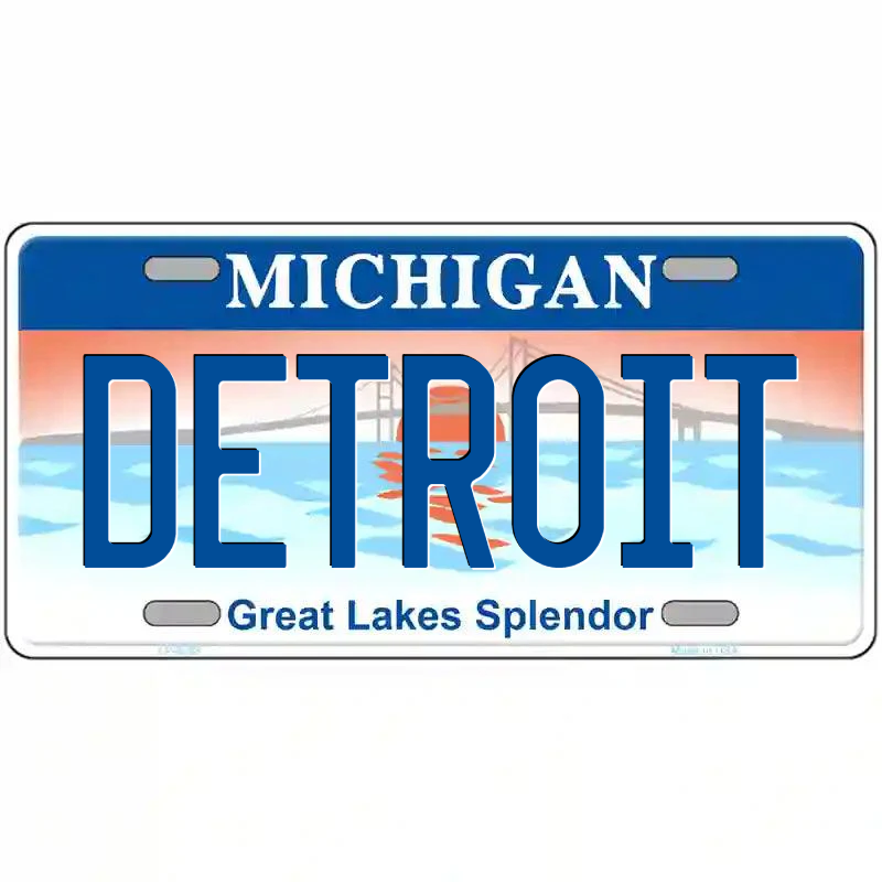 Detroit Michigan Great Lakes Metal Sign