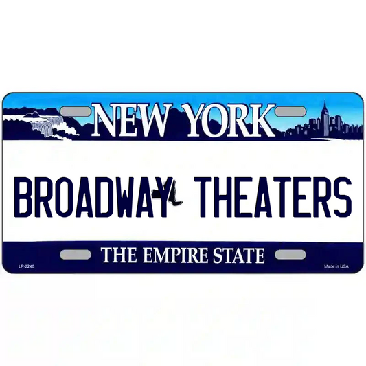 Broadway Theaters New York Blue Metal Sign