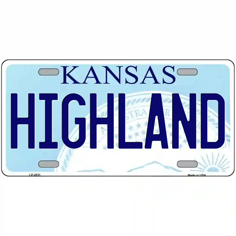 Highland Kansas Metal Sign