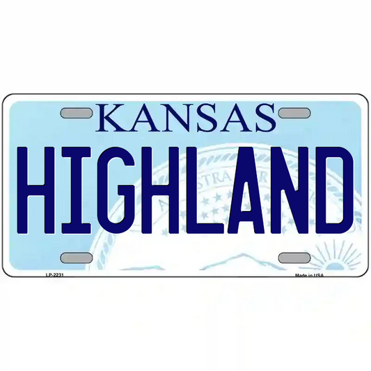 Highland Kansas Metal Sign