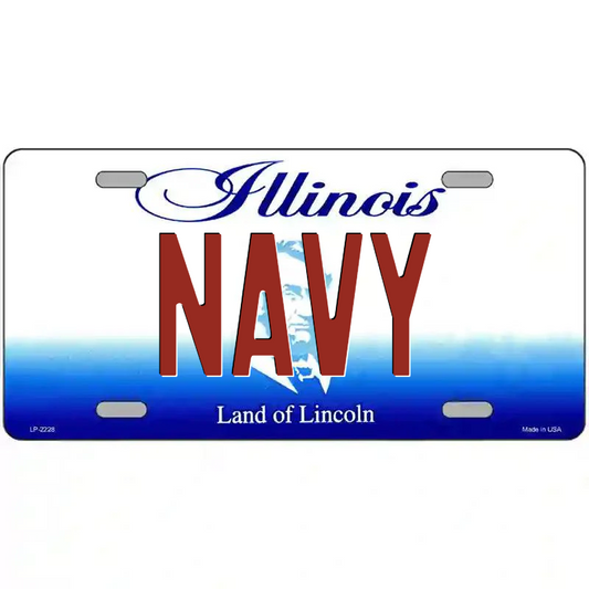 Navy Illinois Metal Sign