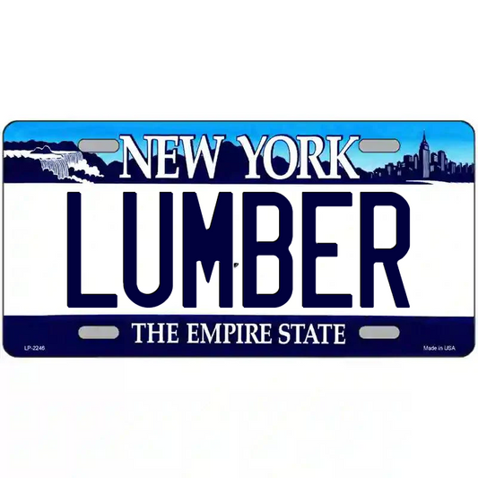Lumber New York Blue Metal Sign