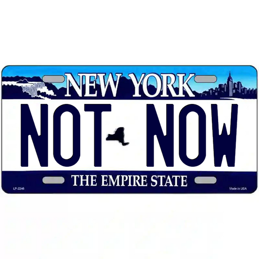 Not Now New York Blue Metal Sign