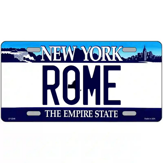 Rome New York Blue Metal Sign