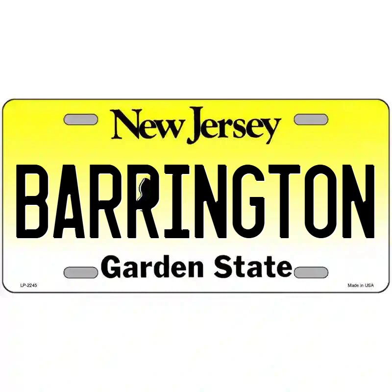 Barrington New Jersey Metal Sign