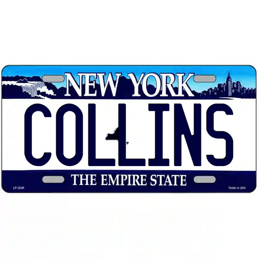 Collins New York Blue Metal Sign