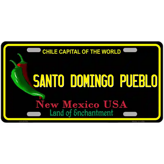 Santo Domingo Pueblo New Mexico Black Metal Sign