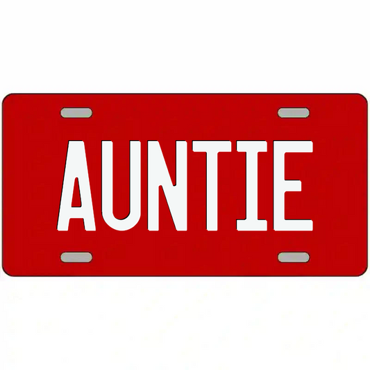 Auntie White on Red Metal Sign