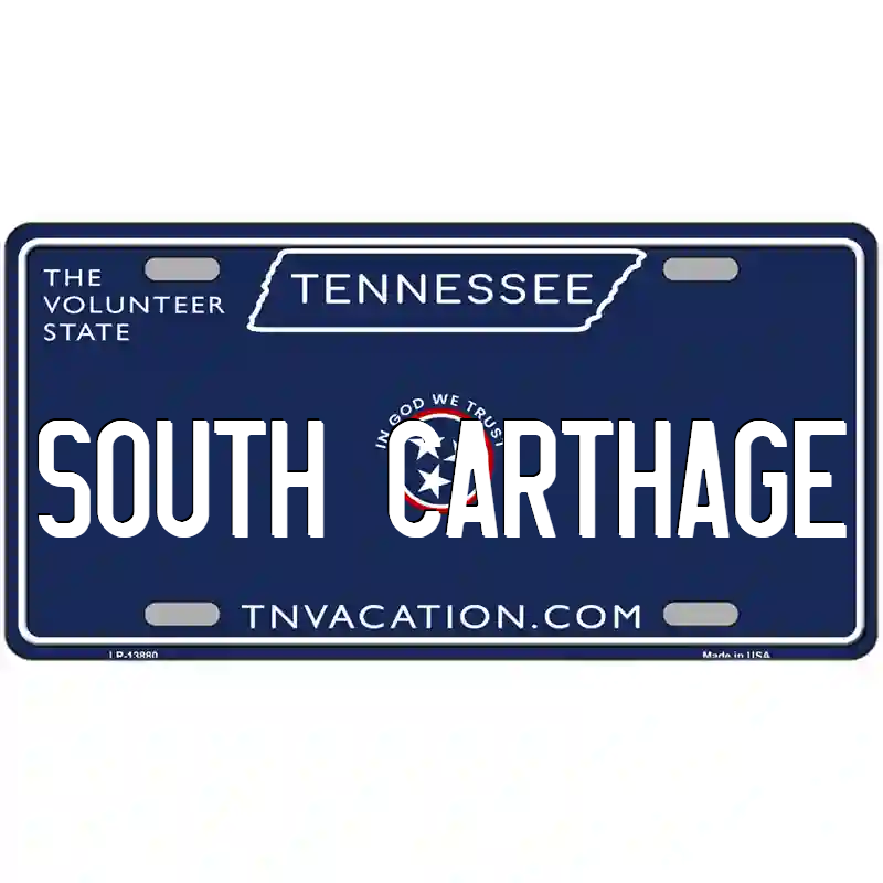 South Carthage Tennessee Blue Metal Sign