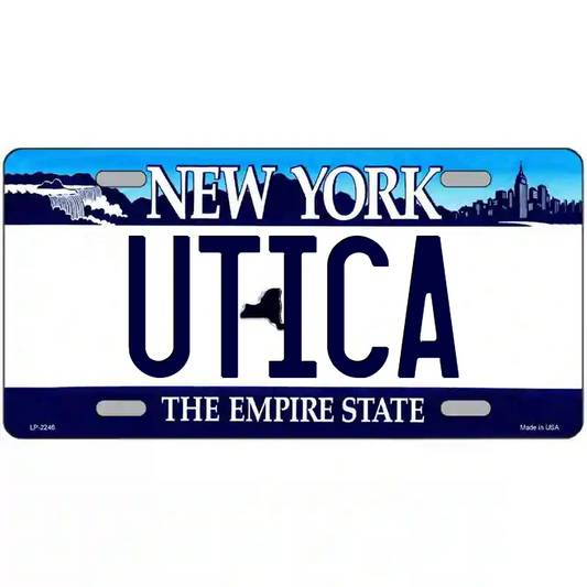 Utica New York Blue Metal Sign