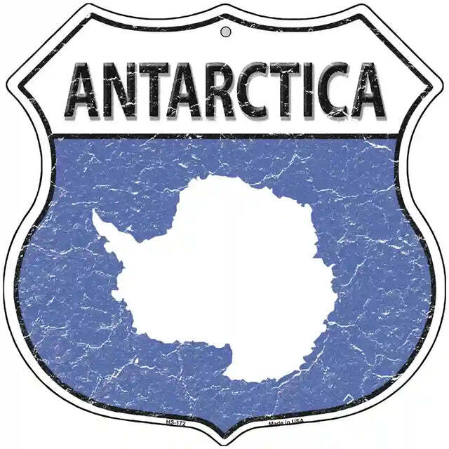 Antarctica Flag Highway Shield Metal Sign
