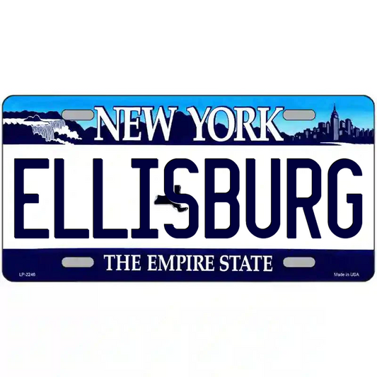 Ellisburg New York Blue Metal Sign
