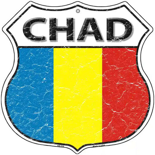 Chad Flag Highway Shield Metal Sign