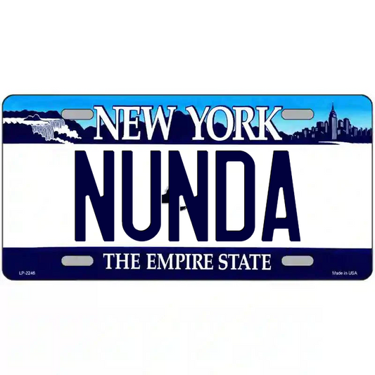 Nunda New York Blue Metal Sign