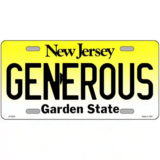 Generous New Jersey Metal Sign
