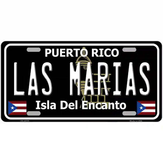 Las Marias Puerto Rico Black Metal Sign