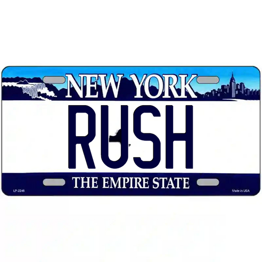 Rush New York Blue Metal Sign