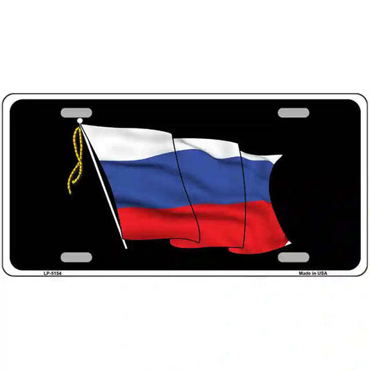 Russia Flag Waving Black Metal Sign