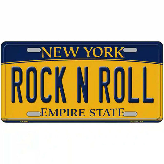 Rock N Roll New York Yellow Metal Sign