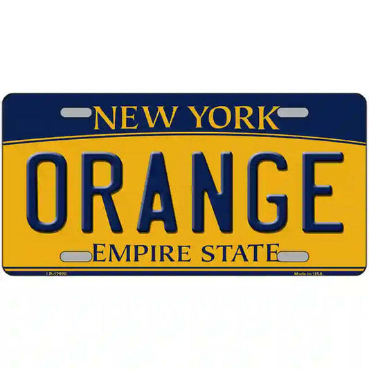 Orange New York Yellow Metal Sign