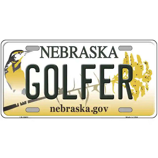Golfer Nebraska Metal Sign