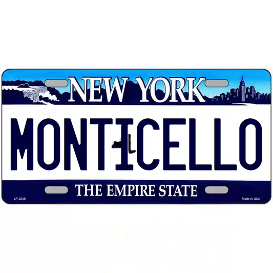 Monticello New York Blue Metal Sign
