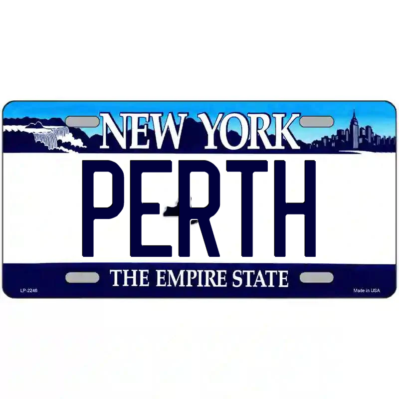 Perth New York Blue Metal Sign