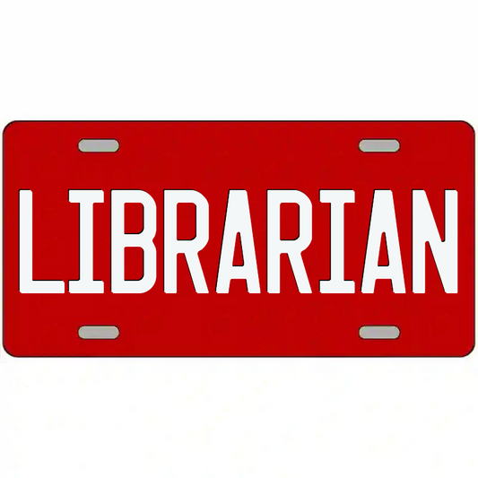 Librarian White and Red Metal Sign