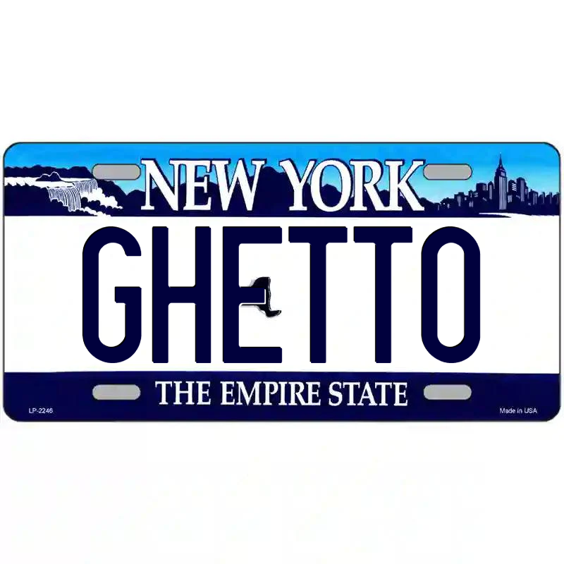 Ghetto New York Blue Metal Sign
