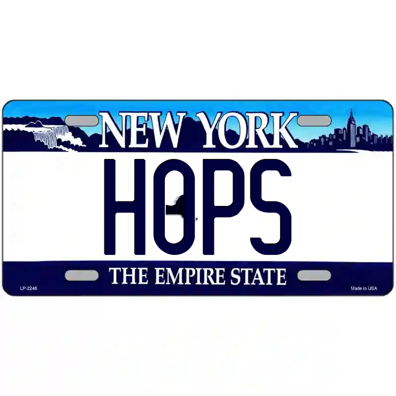 Hops New York Blue Metal Sign