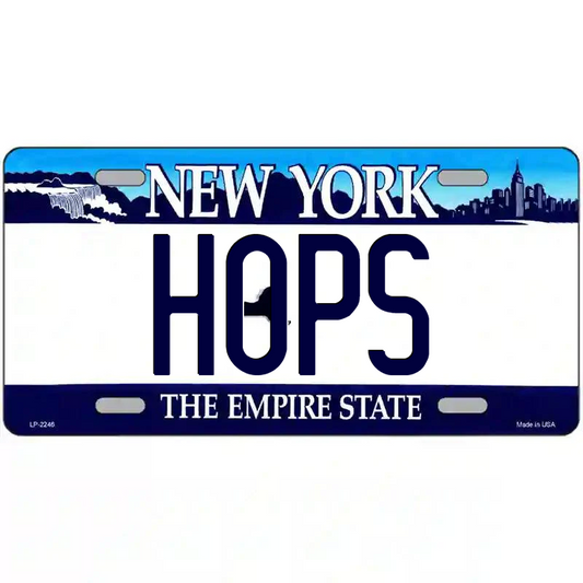 Hops New York Blue Metal Sign