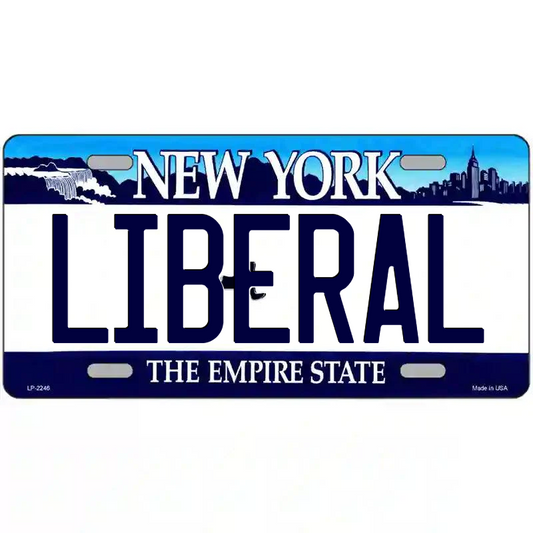 Liberal New York Blue Metal Sign