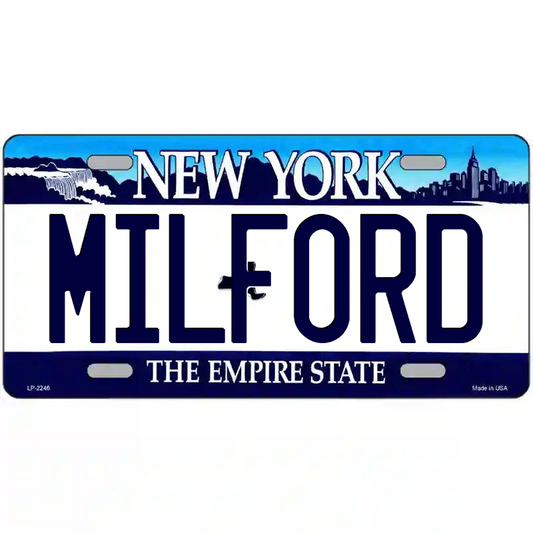 Milford New York Blue Metal Sign