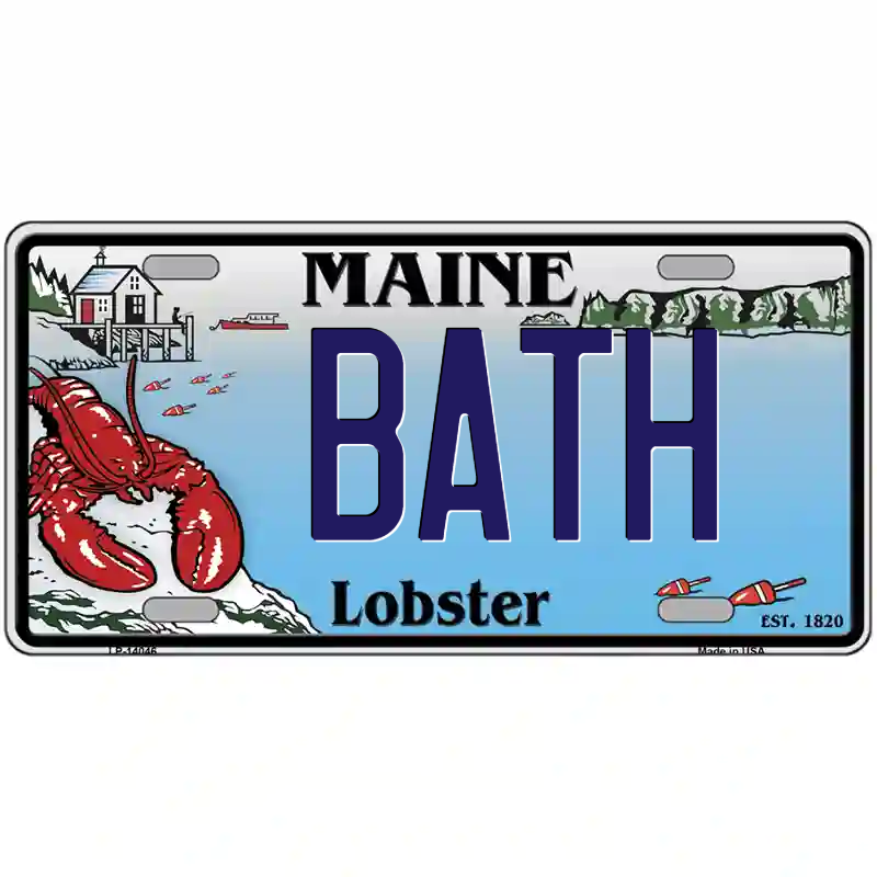 Bath Maine Lobster Metal Sign