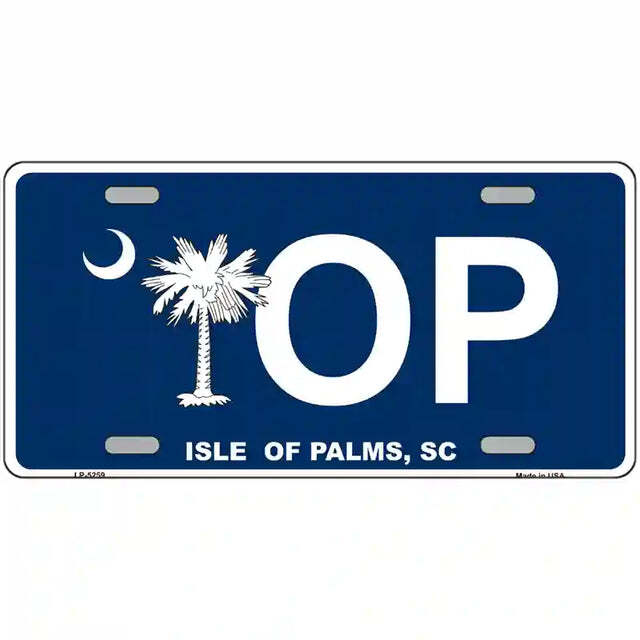 IOP Isle of Palms South Carolina Blue Metal Sign