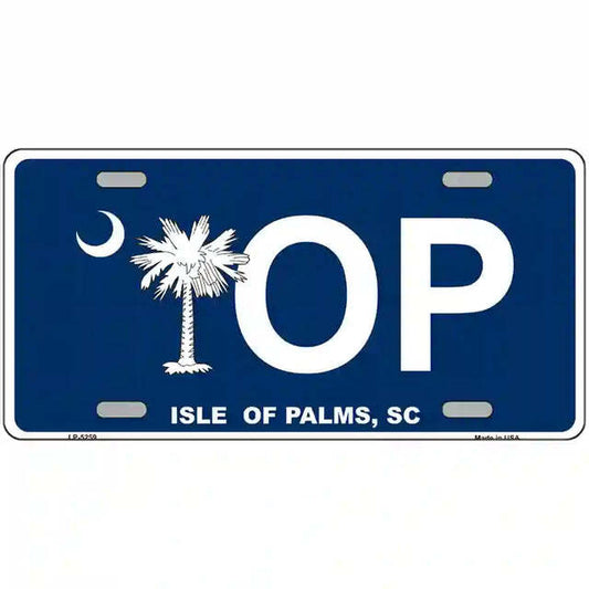 IOP Isle of Palms South Carolina Blue Metal Sign