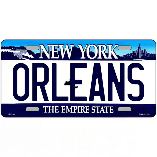 Orleans New York Blue Metal Sign