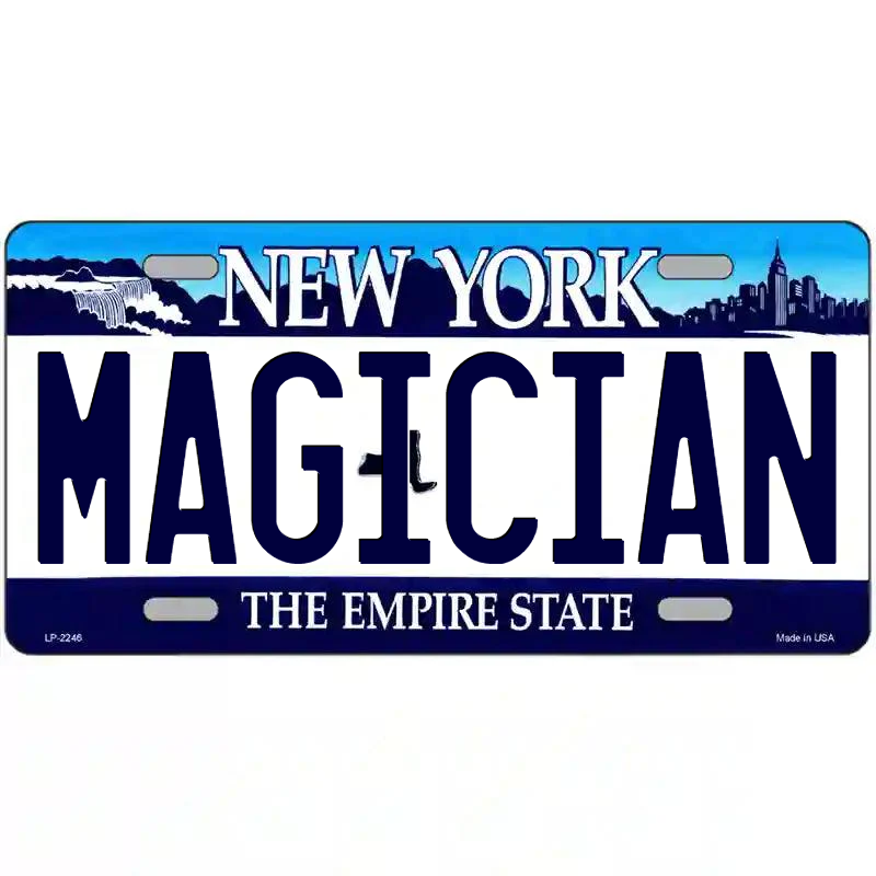 Magician New York Blue Metal Sign