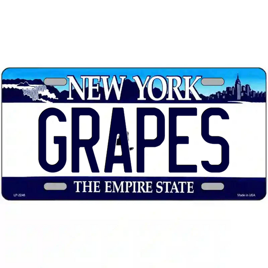 Grapes New York Blue Metal Sign