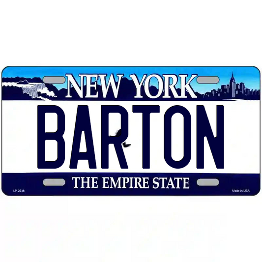 Barton New York Blue Metal Sign