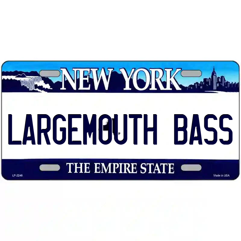Largemouth Bass New York Blue Metal Sign