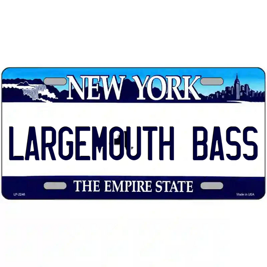 Largemouth Bass New York Blue Metal Sign