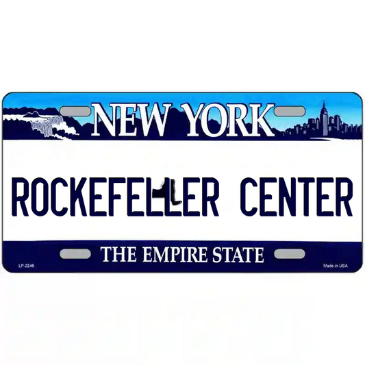 Rockefeller Center New York Blue Metal Sign
